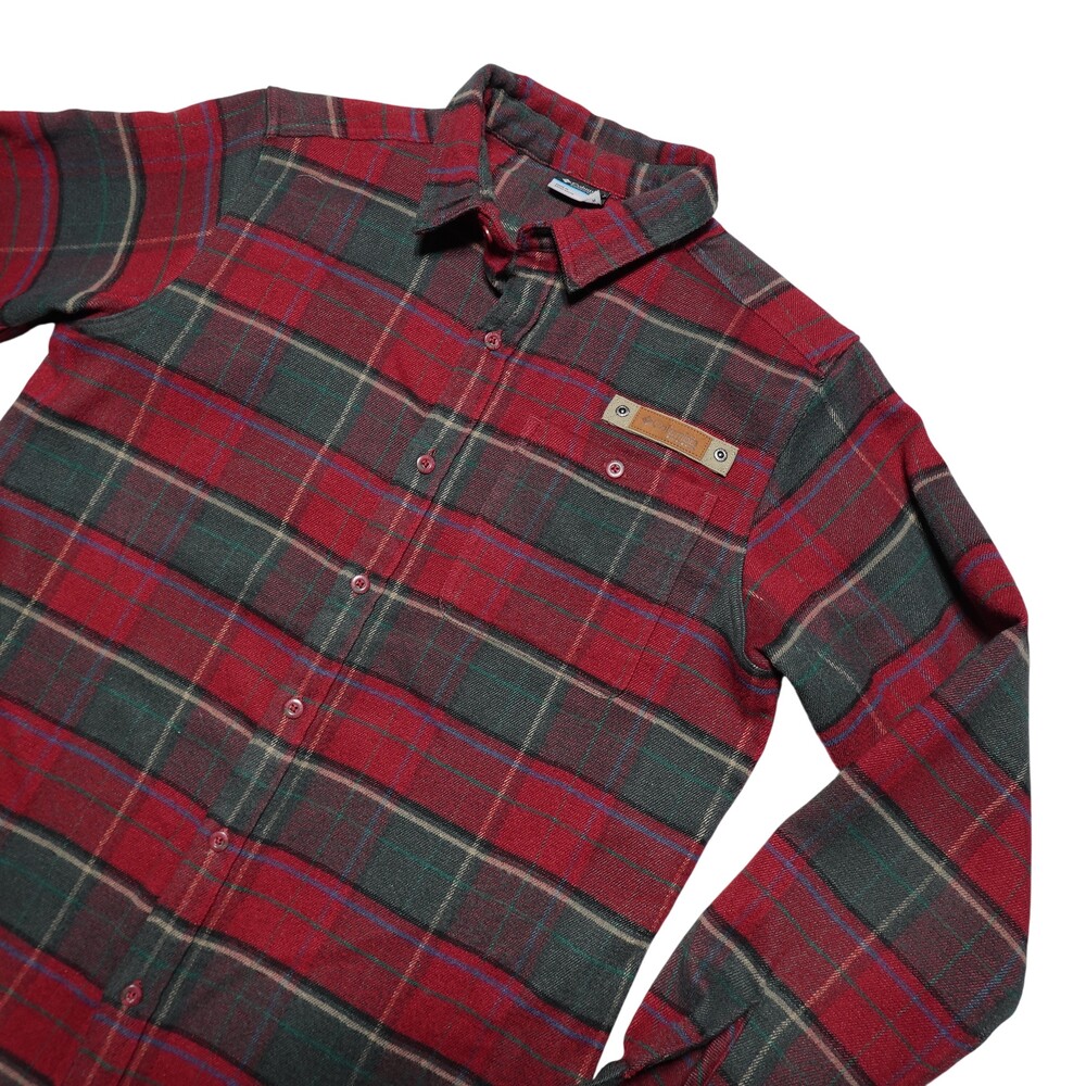 Columbia PHG Shirt Mens M Red Plaid Flannel Long Sleeve Button Hunting Outdoor